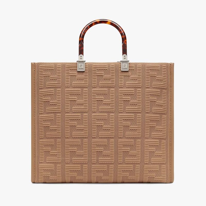 Borsa shopper media in tessuto FF Sunshine da donna Fendi - Marrone