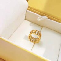 Fendi Women Wide Band Ring with Laser-Cut FENDI Lettering (1)