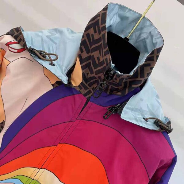 Fendi Women Windbreaker Multicolor Nylon Jacket-Brown (4)