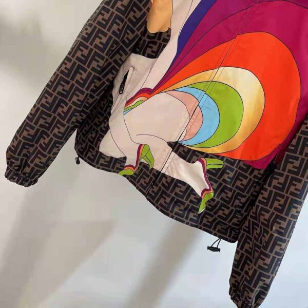 Fendi Women Windbreaker Multicolor Nylon Jacket-Brown (5)