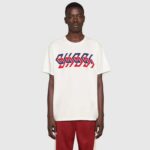 Gucci GG Men Cotton Jersey T-Shirt Beige Gucci Mirror Print Crewneck Oversize Fit – Image 11