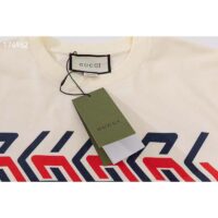 Gucci GG Women Cotton Jersey T-Shirt Beige Gucci Mirror Print Crewneck Oversize Fit (9)