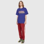 Gucci GG Men Cotton Jersey T-Shirt Blue Gucci Mirror Print Crewneck Oversize Fit - Image 11