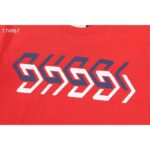 Gucci GG Men Cotton Jersey T-Shirt Red Gucci Mirror Print Crewneck Oversize Fit - Image 5