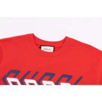 Gucci GG Men Cotton Jersey T-Shirt Red Gucci Mirror Print Crewneck Oversize Fit (9)