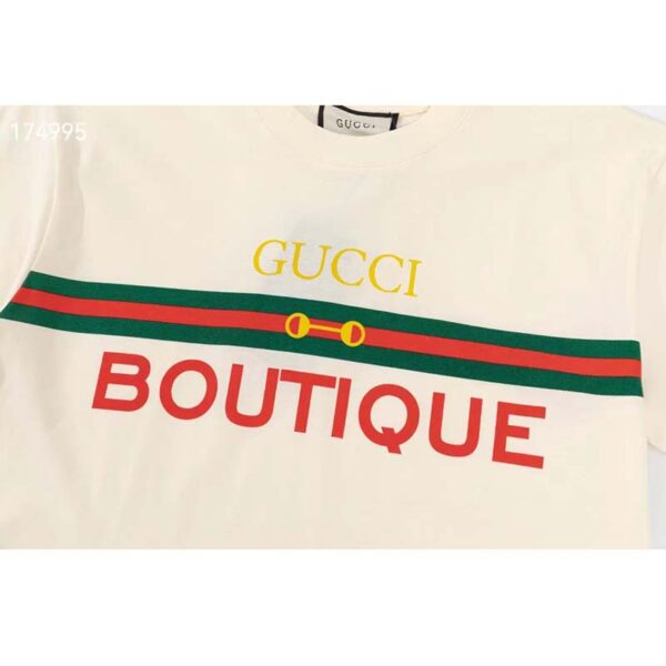 Gucci GG Men Gucci Boutique Print Oversize T-Shirt White Cotton Jersey Crewneck (10)