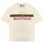 Gucci GG Men Gucci Boutique Print Oversize T-Shirt White Cotton Jersey Crewneck
