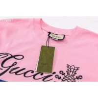 Gucci GG Men Gucci Pineapple Cotton T-Shirt Pink Jersey Crewneck Oversize Fit (3)