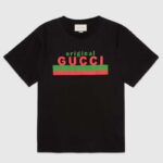 Gucci GG Men Original Gucci Print Oversize T-Shirt Black Cotton Jersey Crewneck
