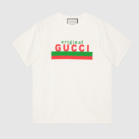 Gucci GG Men Original Gucci Print oversize T-Shirt White Cotton Jersey Crewneck Oversize Fit (1)