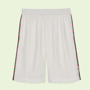 Gucci GG Women Viscose Shorts with Interlocking G Ivory Cotton Jersey Jacquard