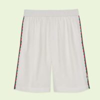 Gucci GG Men Viscose Shorts with Interlocking G Ivory Cotton Jersey Jacquard