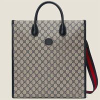 Gucci GG Unisex Medium Tote Bag Interlocking G Beige Blue Supreme Canvas