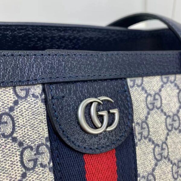 Gucci GG Unisex Ophidia Medium GG Tote Bag Beige Blue Supreme Canvas (7)
