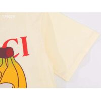 Gucci GG Women Bananya Cat Cotton T-Shirt White Cotton Jersey Crewneck Oversize Fit (11)