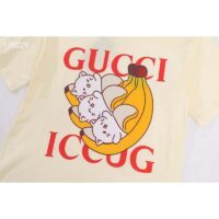 Gucci GG Women Bananya Cat Cotton T-Shirt White Cotton Jersey Crewneck Oversize Fit (11)