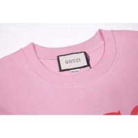 Gucci GG Women Bananya Cotton T-Shirt Pink Jersey Crewneck Oversize Fit (5)