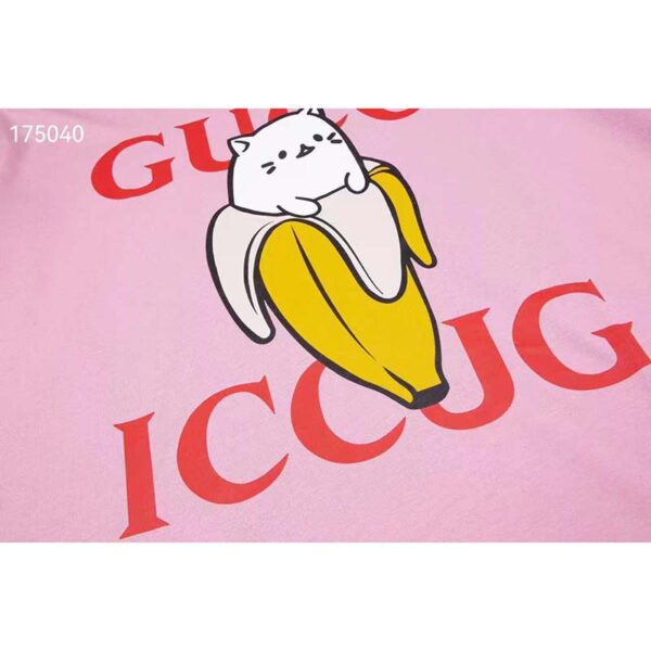 Gucci GG Women Bananya Cotton T-Shirt Pink Jersey Crewneck Oversize Fit (10)