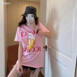 Gucci GG Women Bananya Cotton T-Shirt Pink Jersey Crewneck Oversize Fit - Image 11