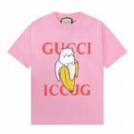 Gucci GG Men Bananya Cotton T-Shirt Pink Jersey Crewneck Oversize Fit - Image 2