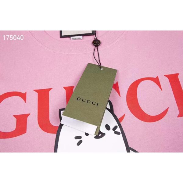 Gucci GG Women Bananya Cotton T-Shirt Pink Jersey Crewneck Oversize Fit (7)