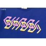Gucci GG Women Cotton Jersey T-Shirt Blue Gucci Mirror Print Crewneck Oversize Fit - Image 4