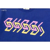 Gucci GG Men Cotton Jersey T-Shirt Blue Gucci Mirror Print Crewneck Oversize Fit (6)