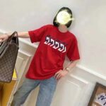 Gucci GG Women Cotton Jersey T-Shirt Red Gucci Mirror Print Crewneck Oversize Fit - Image 10