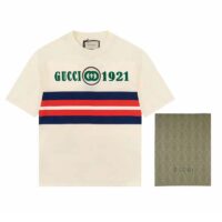 Gucci GG Women Cotton T-Shirt White Cotton Jersey Crewneck Oversize (4)