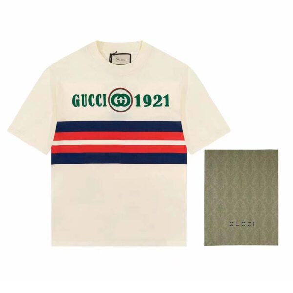 Gucci GG Women Cotton T-Shirt White Cotton Jersey Crewneck Oversize (3)