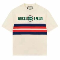 Gucci GG Women Cotton T-Shirt White Cotton Jersey Crewneck Oversize (4)