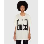 Gucci GG Women Crystal 1921 Gucci Cotton T-Shirt Crewneck Oversize Fit - Imagen 12
