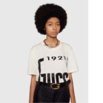 Gucci GG Women Crystal 1921 Gucci Cotton T-Shirt Crewneck Oversize Fit - Imagen 13