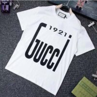 Gucci GG Women Crystal 1921 Gucci Cotton T-Shirt Crewneck Oversize Fit (5)