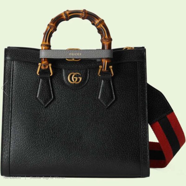 Gucci GG Women Diana Small Tote Bag Double G Black Leather