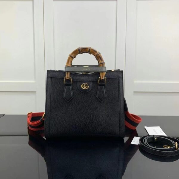 Gucci GG Women Diana Small Tote Bag Double G Black Leather (10)