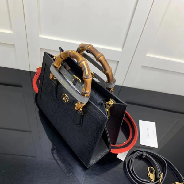 Gucci GG Women Diana Small Tote Bag Double G Black Leather (9)