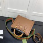 Gucci GG Women Diana Small Tote Bag Double G Brown Cuir Leather - Image 5