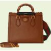 Gucci GG Women Diana Small Tote Bag Double G Brown Cuir Leather