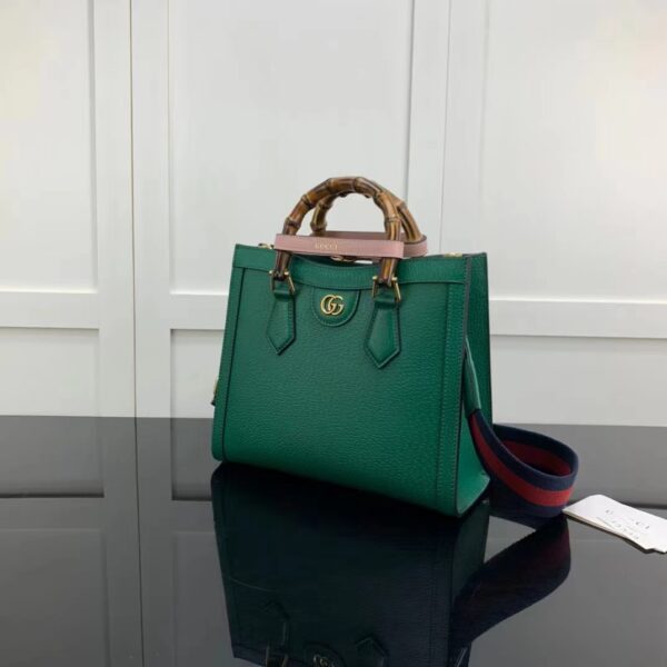 Gucci GG Women Diana Small Tote Bag Double G Green Leather (10)