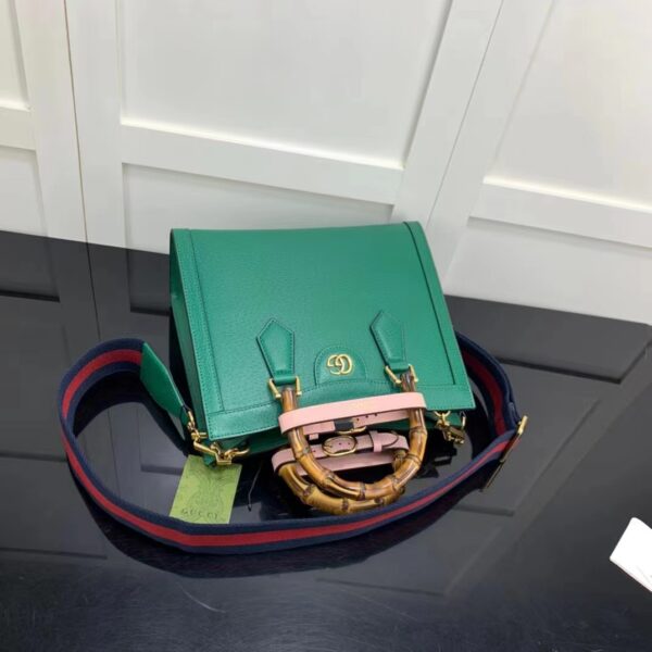 Gucci GG Women Diana Small Tote Bag Double G Green Leather (2)