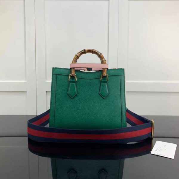 Gucci GG Women Diana Small Tote Bag Double G Green Leather (4)