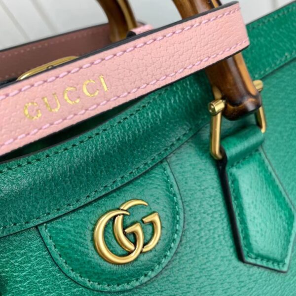 Gucci GG Women Diana Small Tote Bag Double G Green Leather (6)