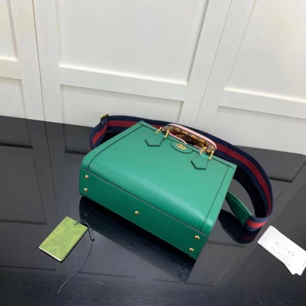 Gucci GG Women Diana Small Tote Bag Double G Green Leather (8)