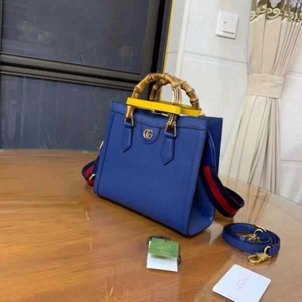 Gucci GG Women Diana Small Tote Bag Double G Royal Blue Leather (4)