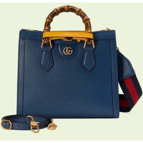 Gucci GG Women Diana Small Tote Bag Double G Royal Blue Leather (7)