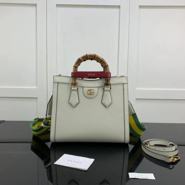 Gucci GG Women Diana Small Tote Bag Double G White Leather (1)