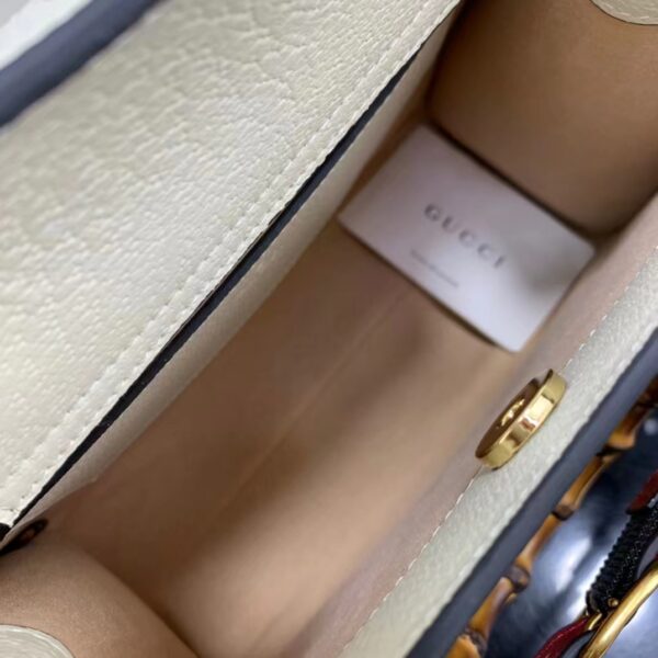 Gucci GG Women Diana Small Tote Bag Double G White Leather (5)