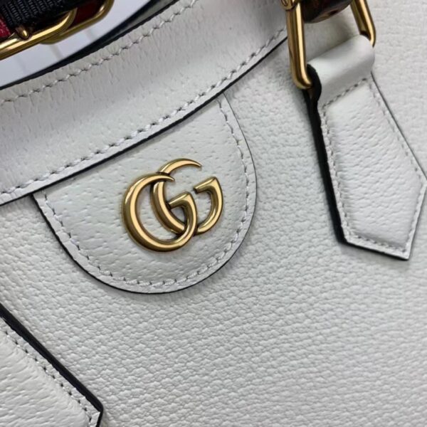 Gucci GG Women Diana Small Tote Bag Double G White Leather (7)
