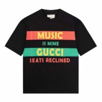 Gucci GG Women Gucci 100 Cotton T-Shirt Black Cotton Jersey Crewneck Oversize Fit (5)